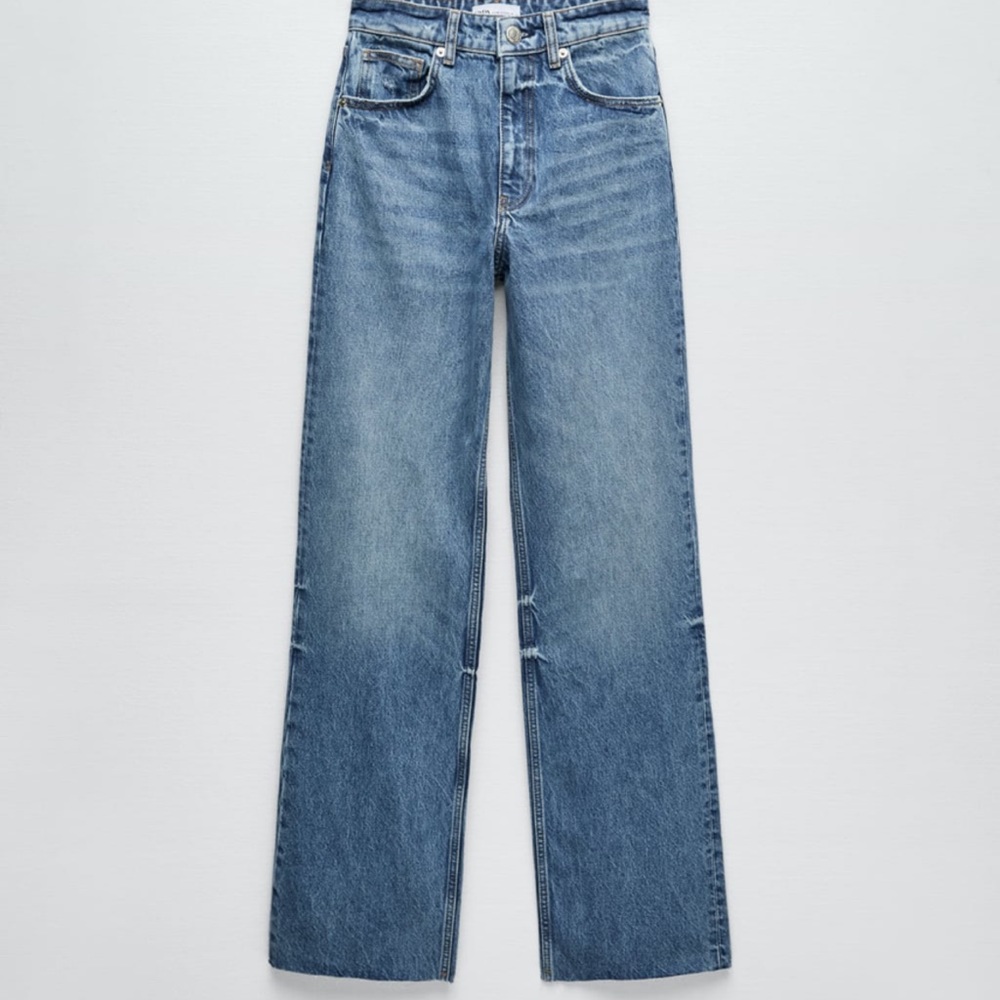 Zara Wide Leg Denim Blue Jeans Size 2